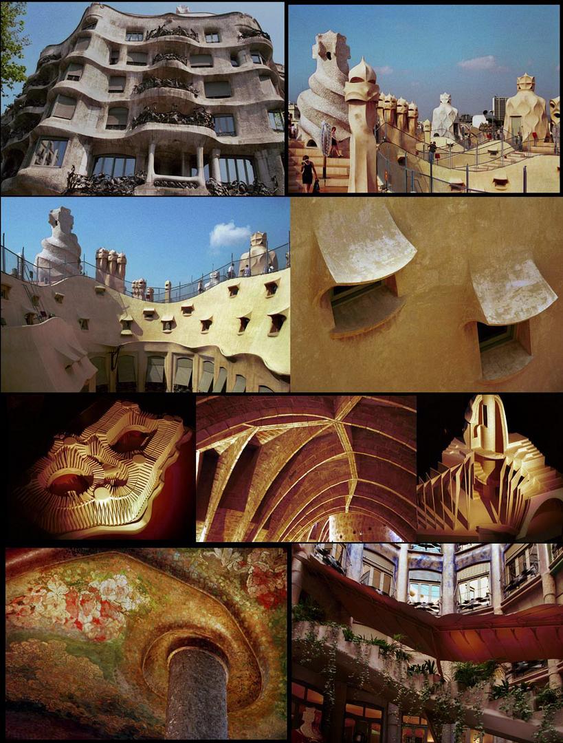 [72] - Antonio Gaudi, Casa Mila, verschiedene Ansichten innen und außen